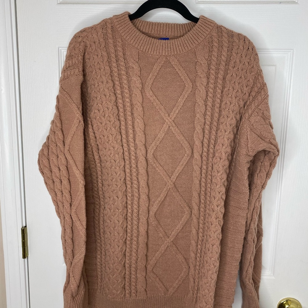 NWT Aelfric Eden Cable Knit Crewneck Sweater - Pink Mauve